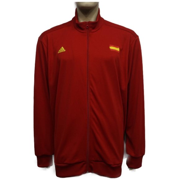 red and yellow adidas tracksuit